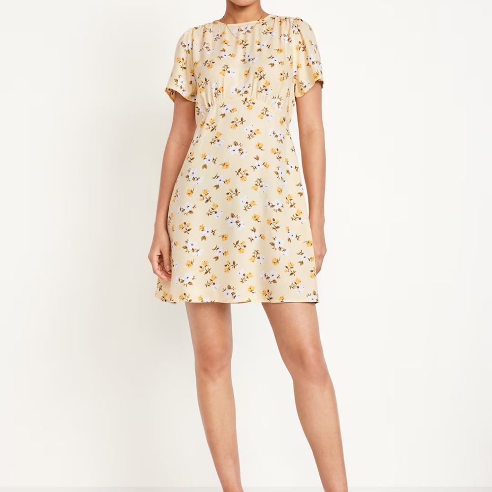 Old Navy Yellow Printed Crepe Mini Dress